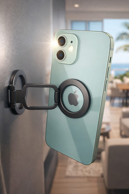 Supporto MagSafe "Double Grip" in Acciaio – Doppia Calamita, Design Snodabile e Massima Tenuta