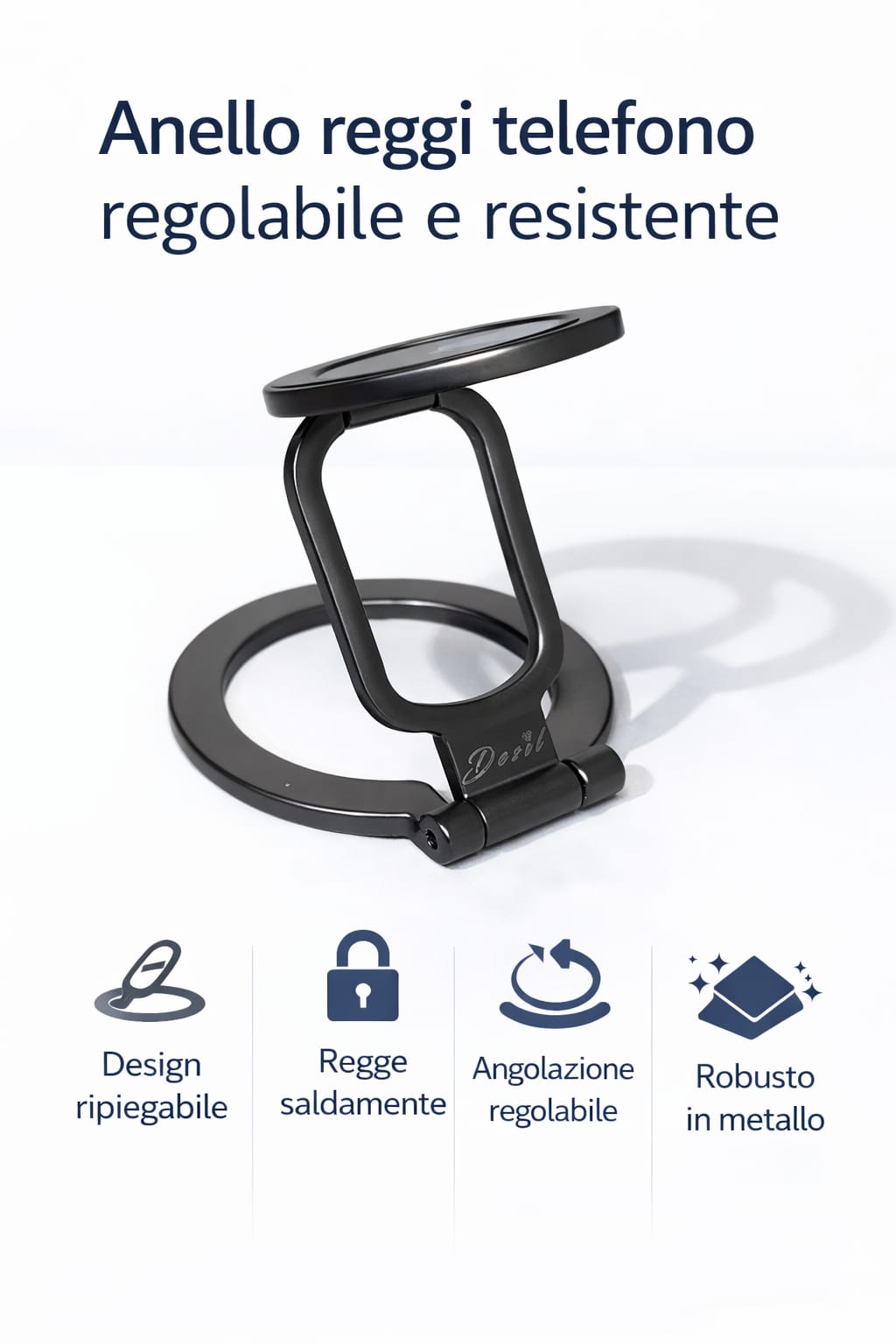 Supporto MagSafe "Double Grip" in Acciaio – Doppia Calamita, Design Snodabile e Massima Tenuta
