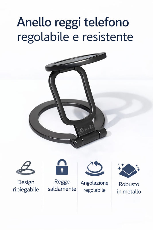 Supporto MagSafe "Double Grip" in Acciaio – Doppia Calamita, Design Snodabile e Massima Tenuta