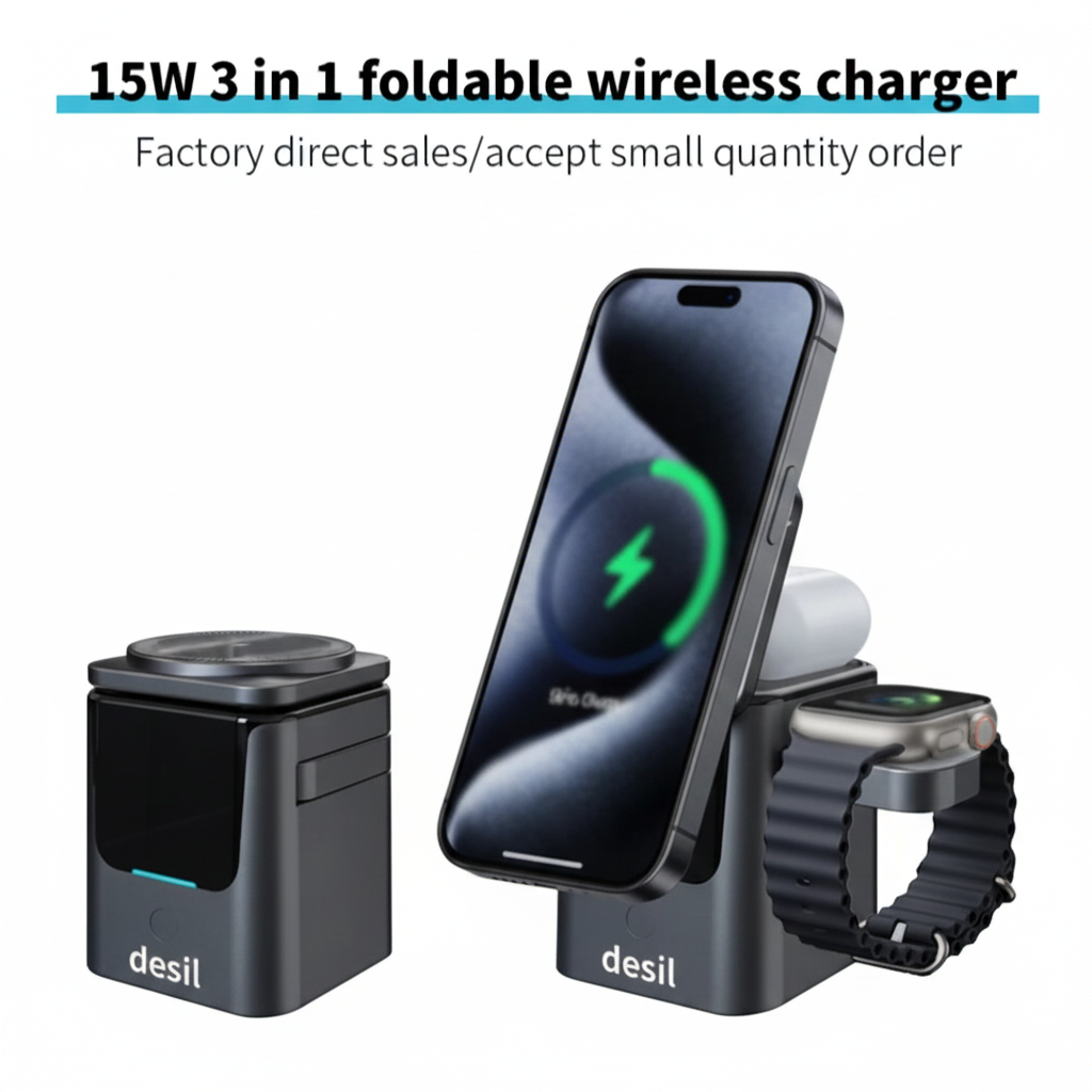 Caricatore Desil Wireless 3-in-1 Pieghevole 15W