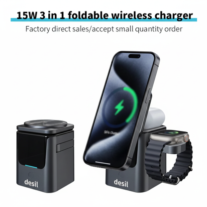 Caricatore Desil Wireless 3-in-1 Pieghevole 15W