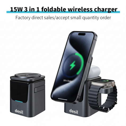 Caricatore Desil Wireless 3-in-1 Pieghevole 15W