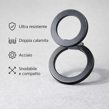 Supporto MagSafe "Double Grip" in Acciaio – Doppia Calamita, Design Snodabile e Massima Tenuta